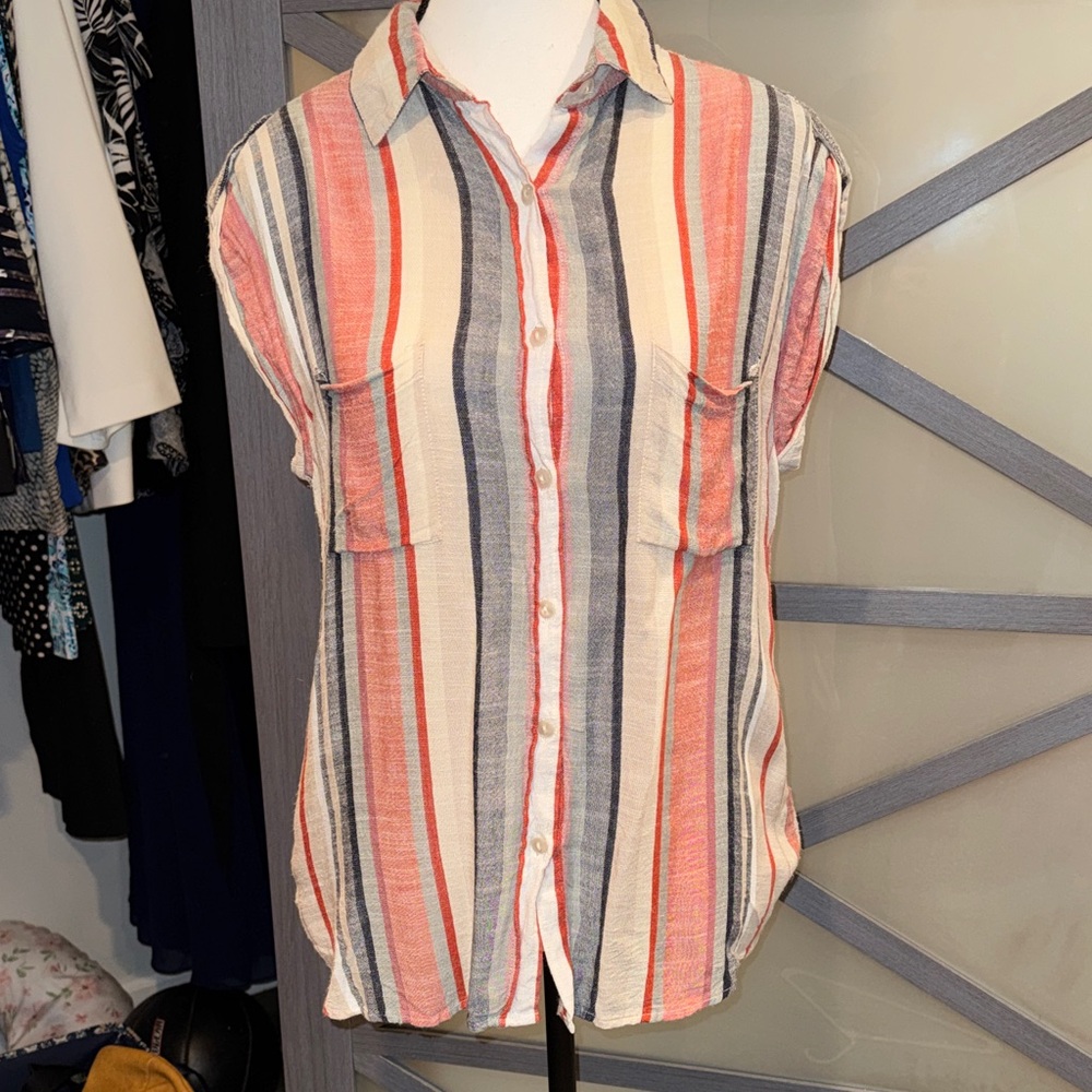 Striped Button Down Shirt - Multicolor